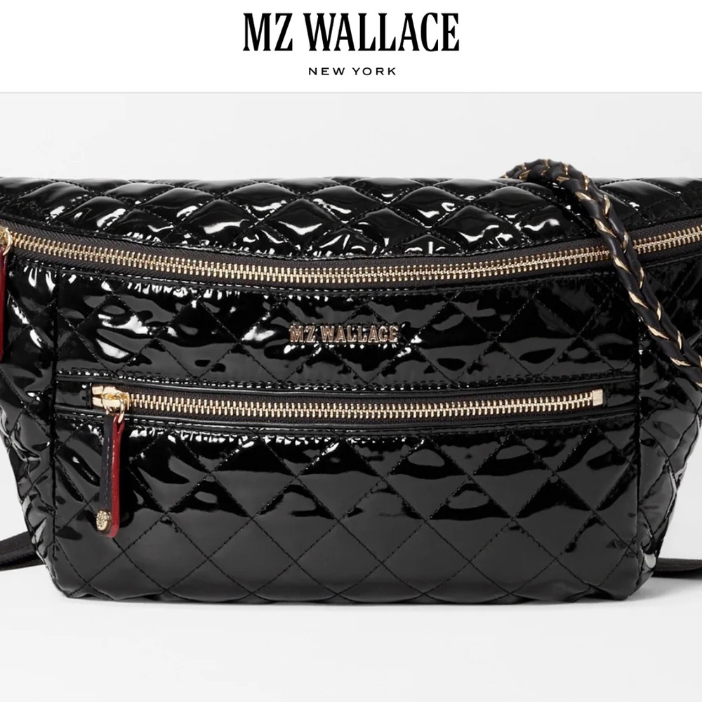 MZ Wallace Black Quilted Crossbody Bag with Chain Strap